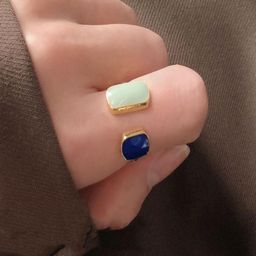 AQUASTREET Gold Plated Enamel Square & Rectangle Open Ring image 5