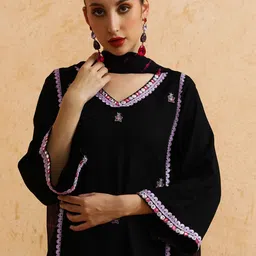 Anouk Women Embroidered Regular Mirror Work Kurta with Trousers & With Dupatta image 3