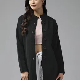 The Roadster Lifestyle Co Women Woollen Open Front Jacket-image-23
