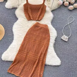 Alamode By Akanksha Brown Esme Crochet Co-Ord Set-picture-54