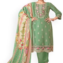 DRAVINAM Trends Floral Embroidered Pure Cotton Unstitched Dress Material-picture-23