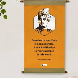 Indigifts Orange-Color & White Swami Vivekanand Quote Printed Wall Hanging-image-30