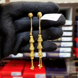 Anshenterpris 2 Gram Gold-Plated Hanging Sui Dhaga Temple Dome Shaped Jhumkas-55