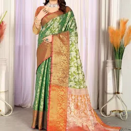 VISHNU CREATIONS Woven Design Zari Pure Silk Banarasi Saree-image-11