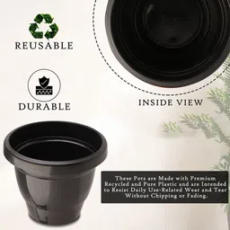 Kuber Industries Orange-Coloured & Black Set Of 6 Plastic 2-Layer Planters image 4