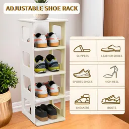 Kuber Industries Plastic Stackable 4 Layer Shoes Rack for Indoor Outdoor image 3
