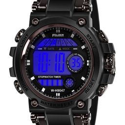 FELIZER Men Dial & Textured Straps Analogue and Digital Watch H9047-LSKA-FullBlk image 4