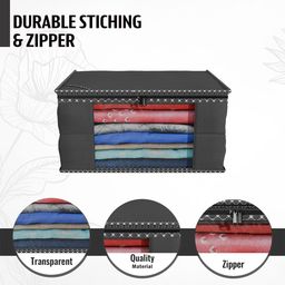 Kuber Industries Black 6 Pieces Checked Foldable Drawer Organiser image 5