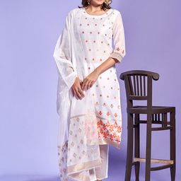 Moda Rapido Ethnic Motifs Woven Design Zari Work Straight Kurta With Trousers & Dupatta-30