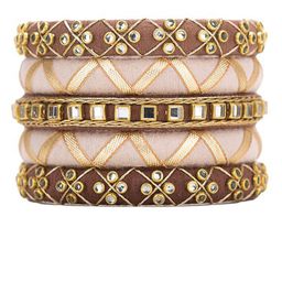 Taasha Craft Set Of 5 Stone-Studded & Beaded Bangles image 2