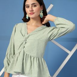 BEING NAUGHTY Women V-Neck Bishop Sleeves Peplum Crop Top-picture-18