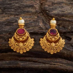 Kushal's Fashion Jewellery Gold-Plated Stone Studded & Beaded Classic Drop Earrings-image-70