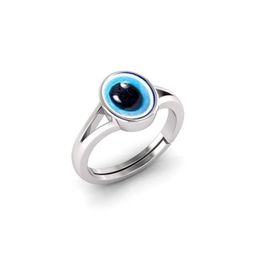 Pranjal Gems Blue Evil Eye Silver-Plated Adjustable Finger Ring-image-126