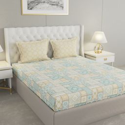 Raymond Home Blue & White Printed Cotton 140 TC Queen Bedsheet Set 2.29 m x 2.54 m-picture-33