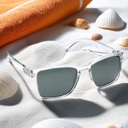 HASHTAG EYEWEAR Unisex Square Sunglasses with Polarised Lens TT Polarized-30014-TRA-G15-1804-0