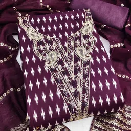 Mitera Embroidered Pure Cotton Unstitched Dress Material-image-20