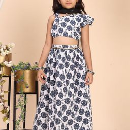 Cutiekins Girls Floral Printed Cotton Ready to Wear Lehenga & Blouse With Dupatta-picture-20