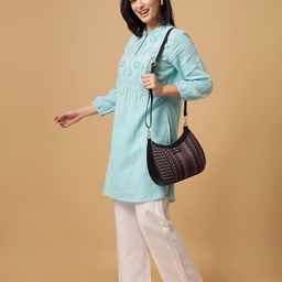 Anouk Ethnic Motifs Printed PU Half Moon Sling Bag image 3