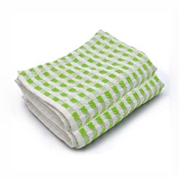 PRAKARTIK 2-Pcs Green & White Checked Pure Cotton Heat Resistant Kitchen Towels-12