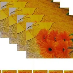 REVEXO 12 Pcs Yellow & Orange Printed Table Placemats With Coasters image 4