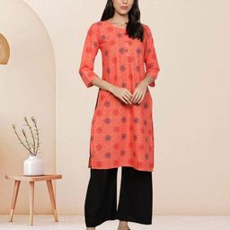 Fabclub Women Floral Printed Daily Cotton Straight Kurta-28