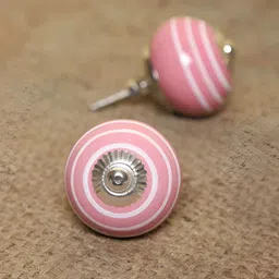 MODEFE6Pcs Pink & White Textured Ceramic Knobs-image-78