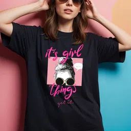 SMARTEES Women Printed Drop-Shoulder Cotton T-shirt-40