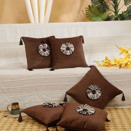 SOKNACK Set of 5 Embroidered Velvet Cushion Cover-image-20