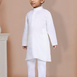 TELESTO Boys White Pure Cotton Kurta With Pyjamas-image-12