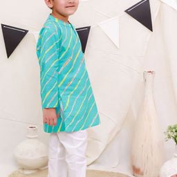 Ka-mee Boys Leheriya Printed Regular Pure Cotton Kurta with Pyjamas image 3
