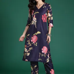 Indo Era Women Floral Printed Kurta with Trousers-13