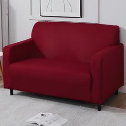 HOKIPO Maroon 2 Seater Stretchable Sofa Cover With Arms-image-76