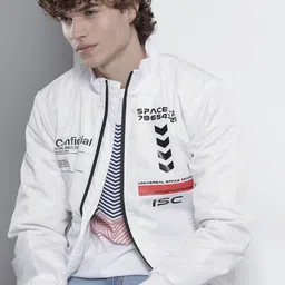 The Indian Garage Co Men White & Black Typography Print Tailored Jacket-picture-53