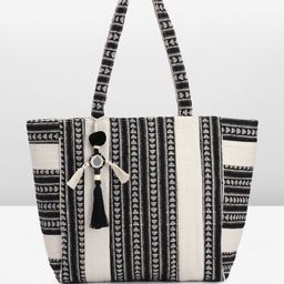 Anouk Geometric Printed Oversized Structured Tote Bag with Tasselled-6