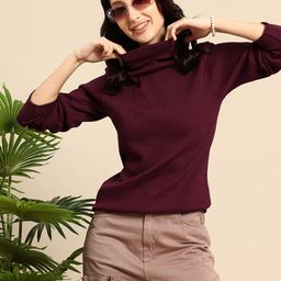 Mast & Harbour Turtle Neck Ribbed T-shirt-image-57