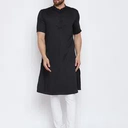 even Men Black Solid Straight Kurta-image-43