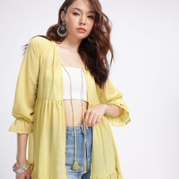 glitchez Longline Gathers Tie-Up Tiered Shrug-29