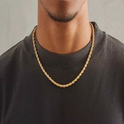 AQUASTREET Men 18K 3mm Antitarnish Waterproof Twisted Rope Chain Necklace-image-45