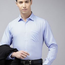 Van Heusen Pure Cotton Custom Fit Self Design Opaque Formal Shirt-image-89