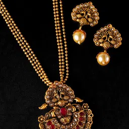 Rubans Gold-Plated Pink Faux Ruby Peacock Jewellery Set image 5