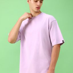 Bewakoof Men Purple Round Neck Oversized Cotton T-shirt-image-58