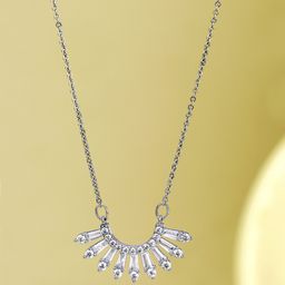 Carlton London Women Rhodium-Plated CZ Studded Necklace-image-51