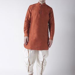 DEYANN Men Rust & Orange Solid Kurta with Patiala-picture-6