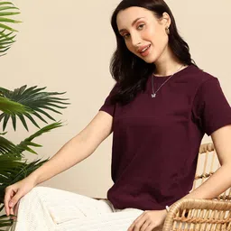 Mast & Harbour Round Neck Knitted T-shirt-image-68