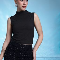 bebe Solid High Neck Top-image-39
