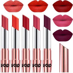 VOLO Set Of 5 Creme Matte Lipsticks 3.5 g -Peach 33-Coral 39-Tomato Red 40-Pink 41-Wine 47-8