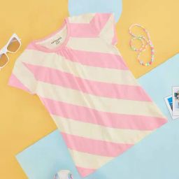 Pantaloons Junior Pink & Cream Cotton Striped T-Shirt-picture-18