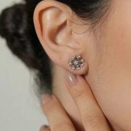 Mabel 92.5 Sterling Silver Studded 8 Stone Stud Earrings for Women-picture-4
