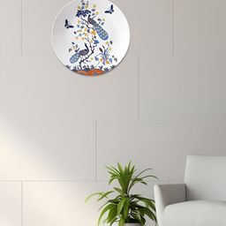 THE QUIRKY HOME White Elegant Peacock & Butterfly Printed Ceramic Decorative Wall Decor-image-22