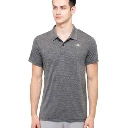 Reebok Black Regular Fit Self Pattern Polo T-Shirt-image-92